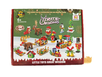 Christmas Building Blocks Set - 6 In 1 Santa, Tree, Train, and More
