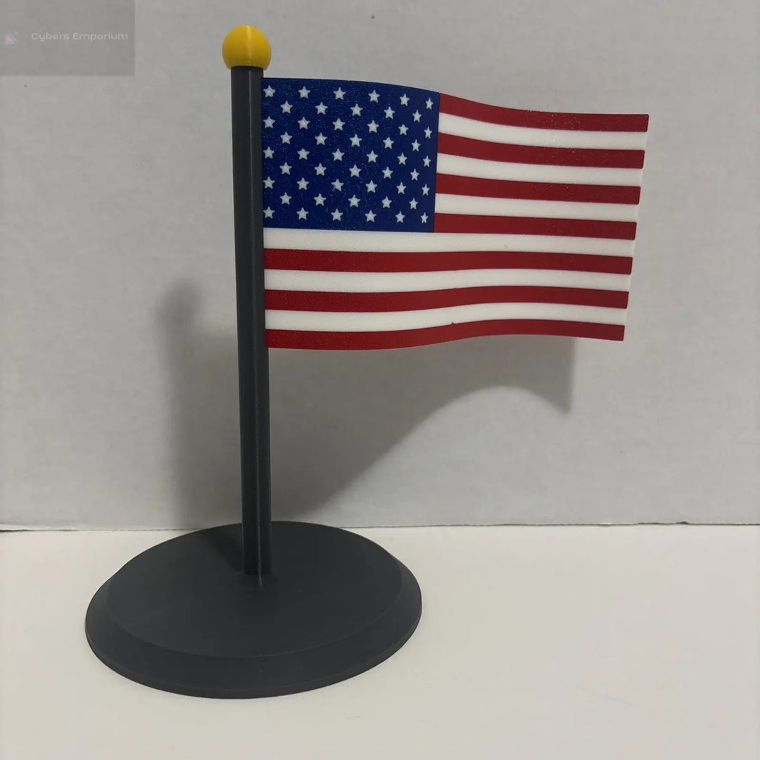 3D Printed American Flag Stand – Mini USA Desktop Display Holder – Patriotic Des
