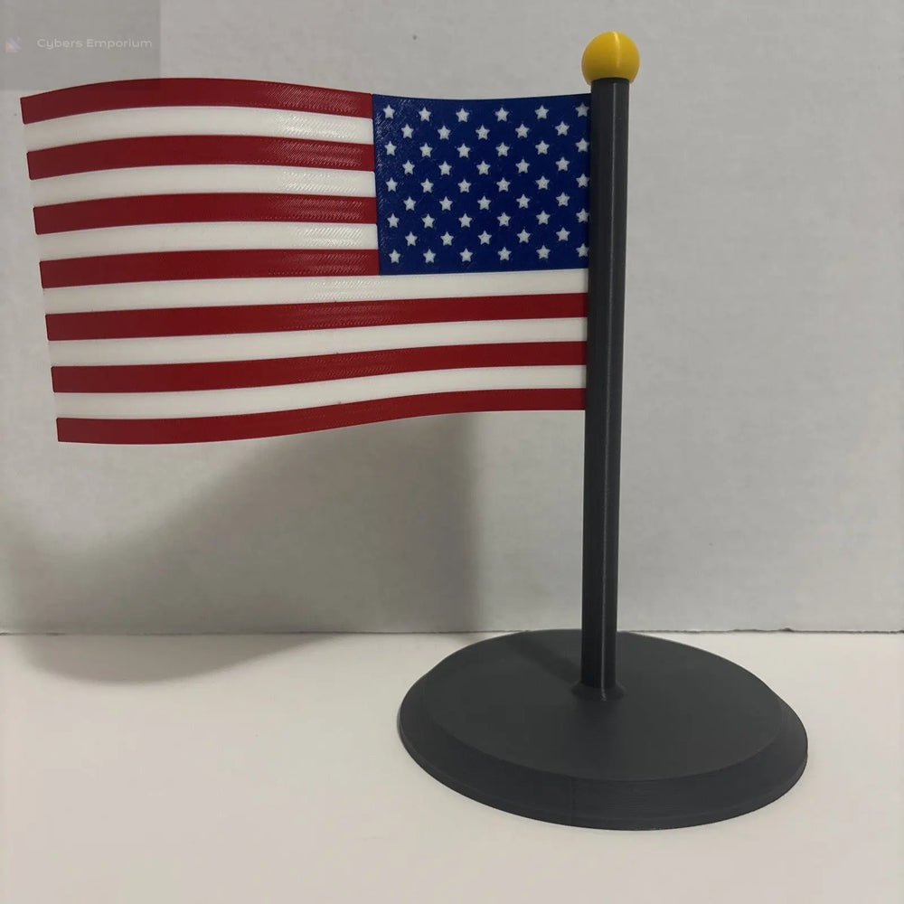 3D Printed American Flag Stand – Mini USA Desktop Display Holder – Patriotic Des