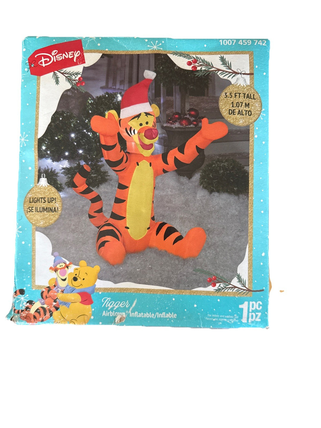 Disney 3.5 ft Tigger in Santa Hat LED Gemmy Airblown Inflatable Holiday Decor