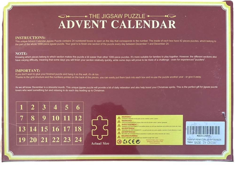 The Jigsaw Puzzle Advent Calendar 'Christmas Old Man' 1008 Piece Sealed