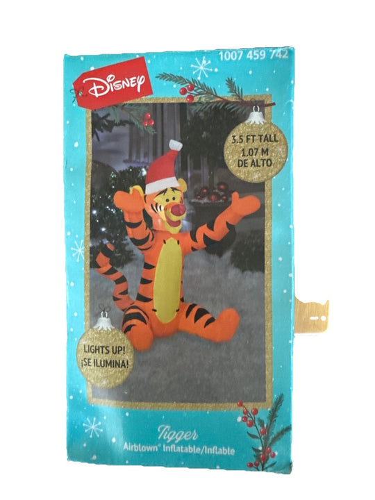 Disney 3.5 ft Tigger in Santa Hat LED Gemmy Airblown Inflatable Holiday Decor